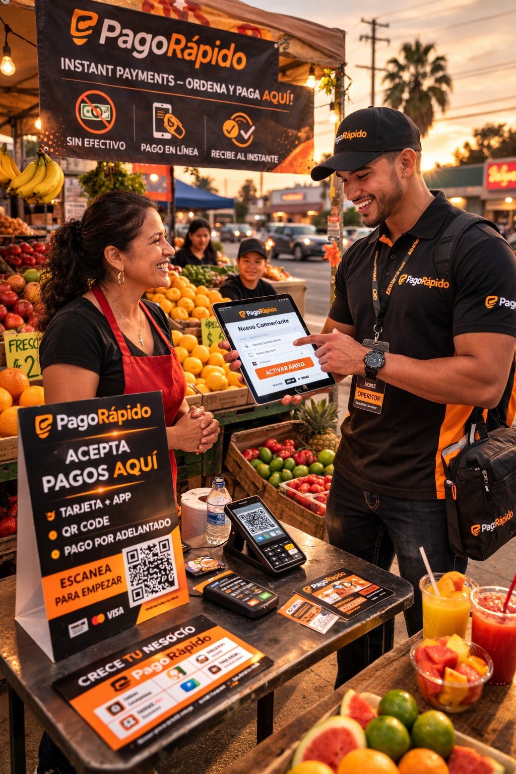 Operador PagoRápido activando negocio en mercado